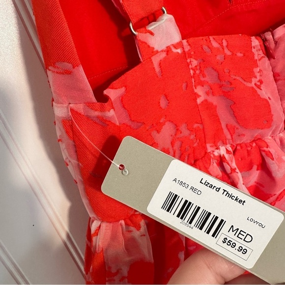 NWT Lizard Thicket Red Floral Layered Hem Mini Dress Size Medium - Picture 8 of 12